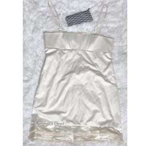 Alice + Olivia Ivory Satin Sheath Dress